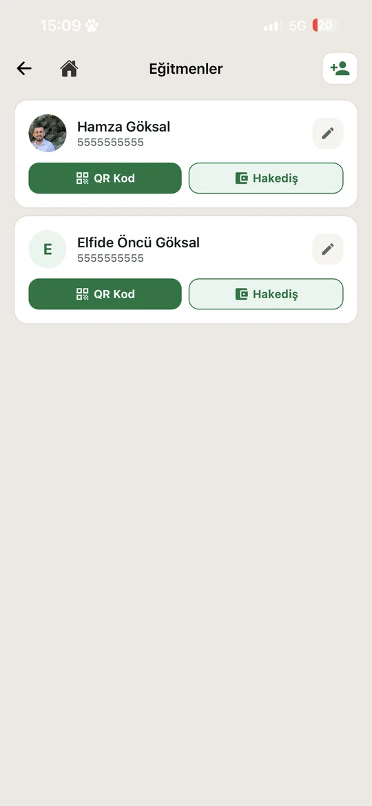 Eğitmenler ekranı